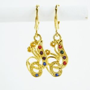 14K Gold Fillled Women's Ruby & Sapphire Earrings